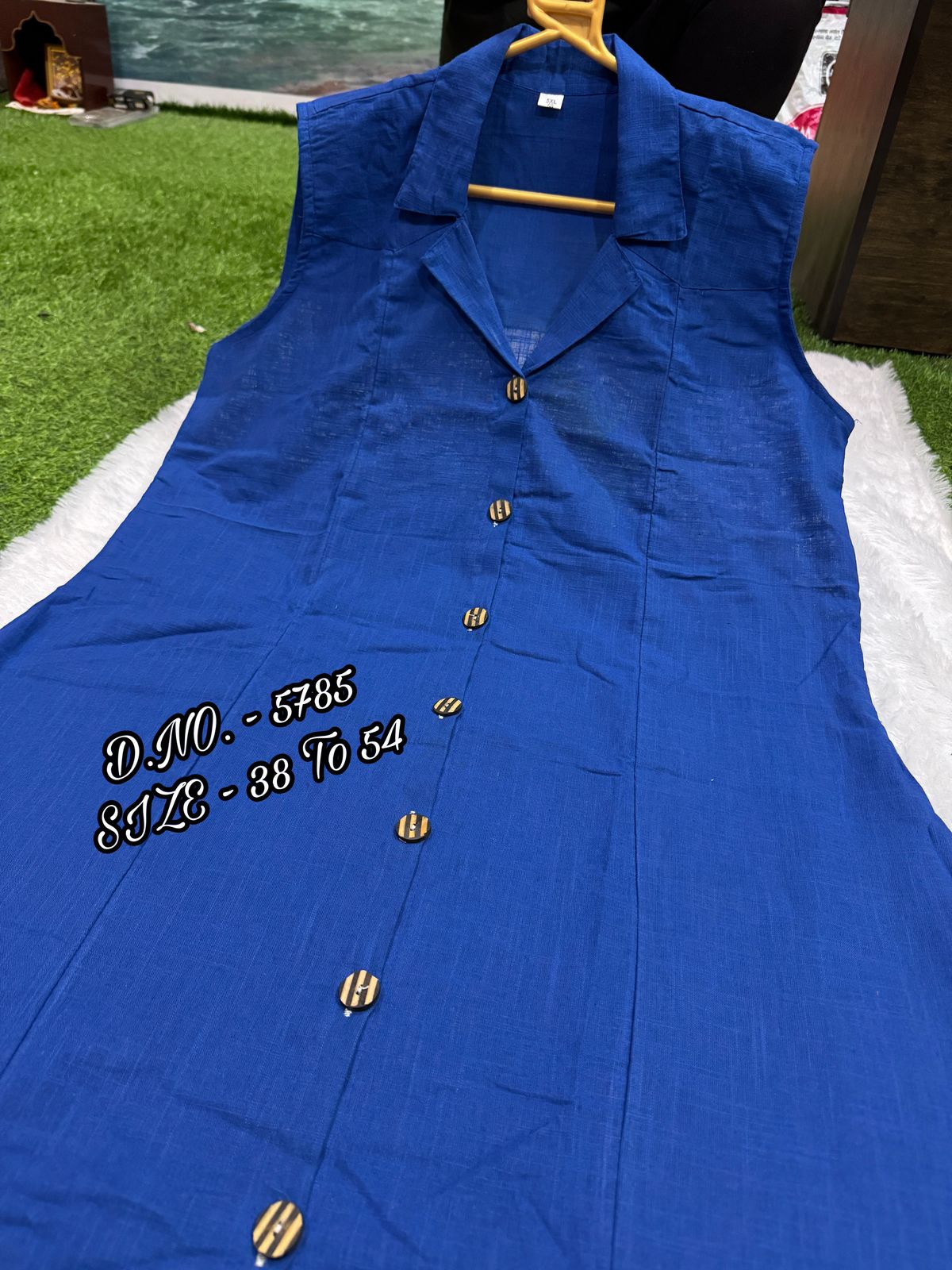 Cotton Slub/Flex (Khadi) Long Kurti with Front Slit & Openable Buttons