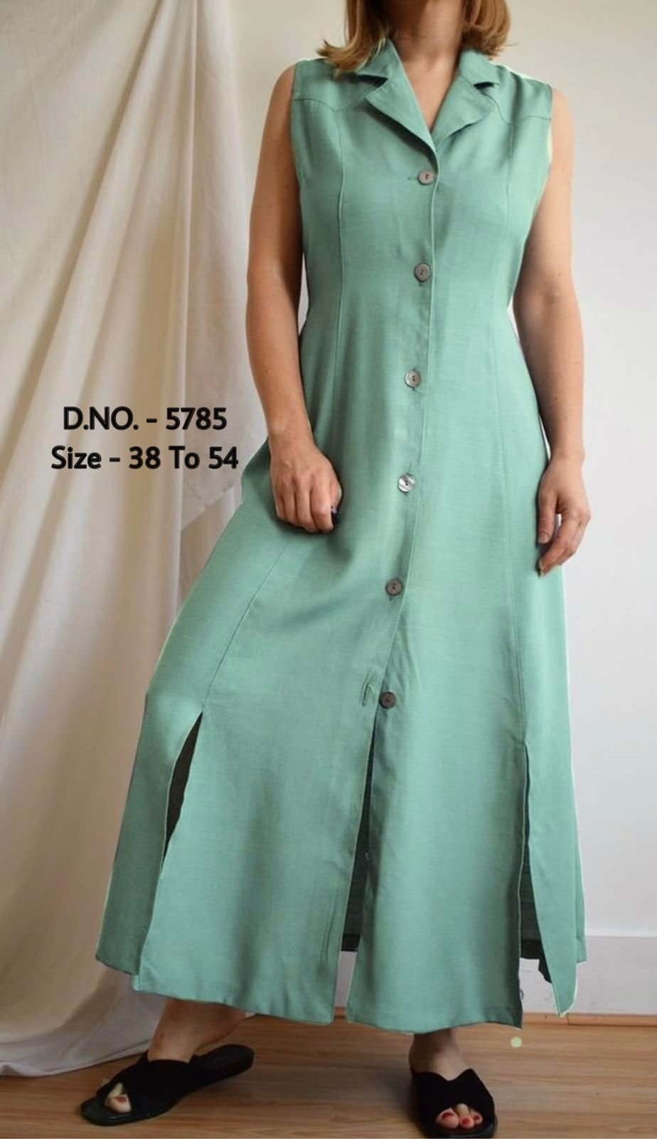 Cotton Slub/Flex (Khadi) Long Kurti with Front Slit & Openable Buttons
