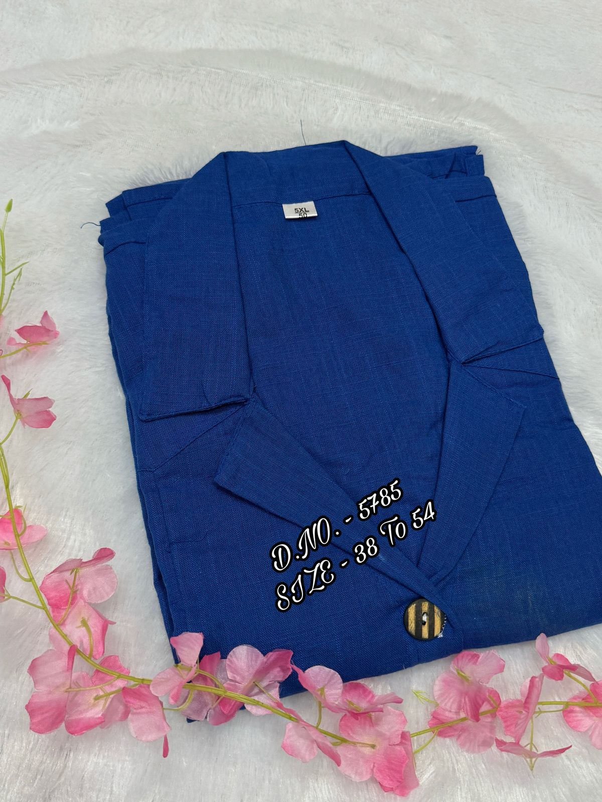 Cotton Slub/Flex (Khadi) Long Kurti with Front Slit & Openable Buttons