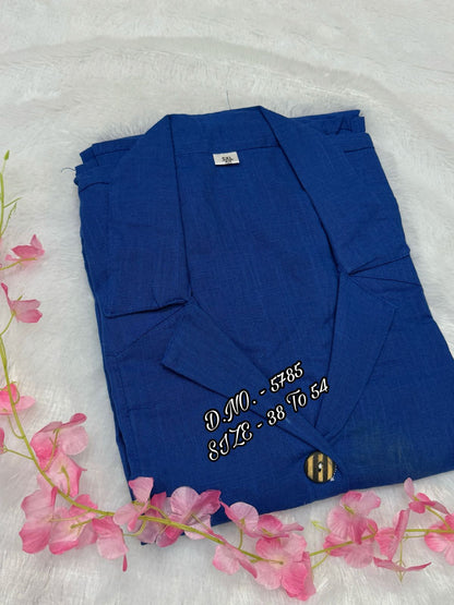 Cotton Slub/Flex (Khadi) Long Kurti with Front Slit & Openable Buttons