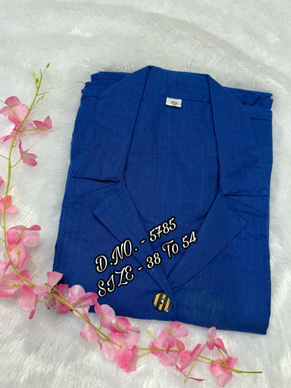 Cotton Slub/Flex (Khadi) Long Kurti with Front Slit & Openable Buttons
