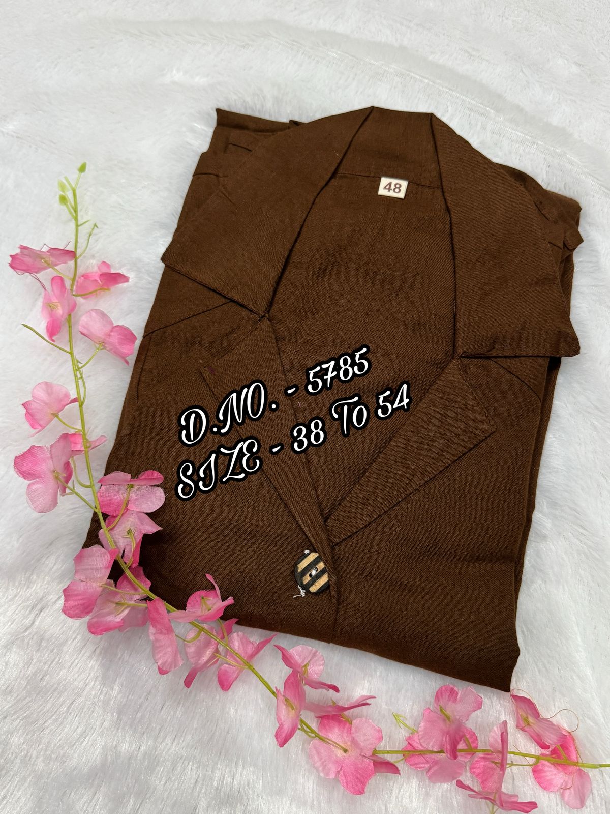 Cotton Slub/Flex (Khadi) Long Kurti with Front Slit & Openable Buttons