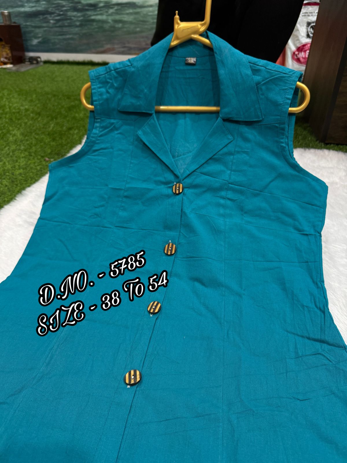 Cotton Slub/Flex (Khadi) Long Kurti with Front Slit & Openable Buttons
