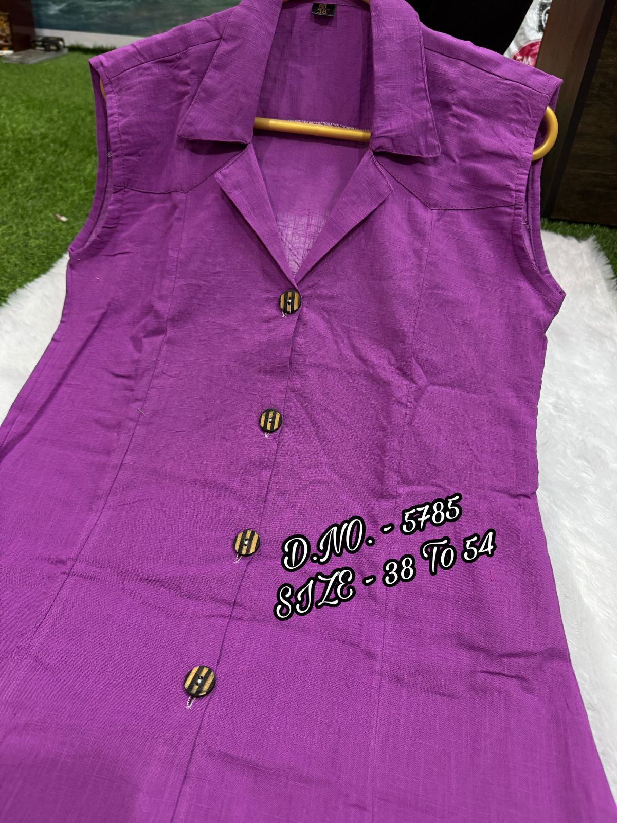 Cotton Slub/Flex (Khadi) Long Kurti with Front Slit & Openable Buttons