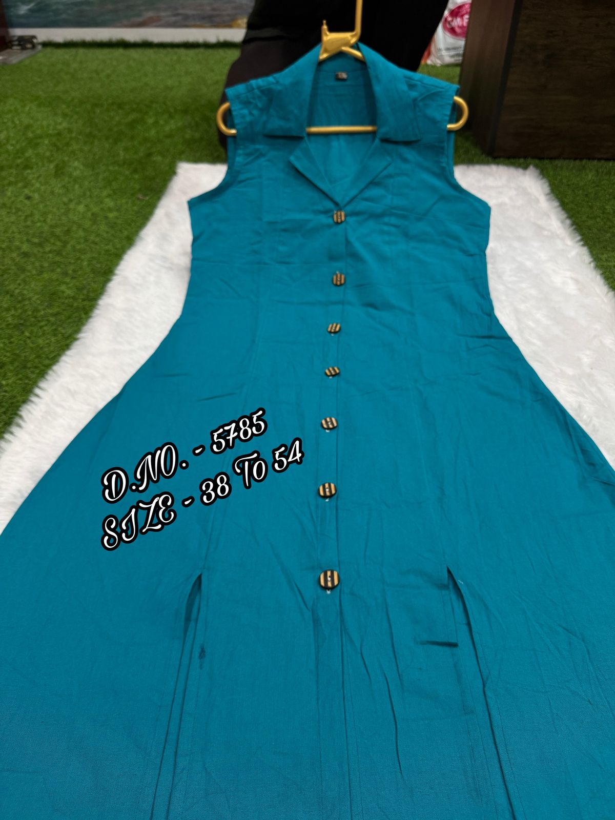Cotton Slub/Flex (Khadi) Long Kurti with Front Slit & Openable Buttons