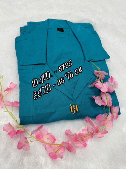Cotton Slub/Flex (Khadi) Long Kurti with Front Slit & Openable Buttons