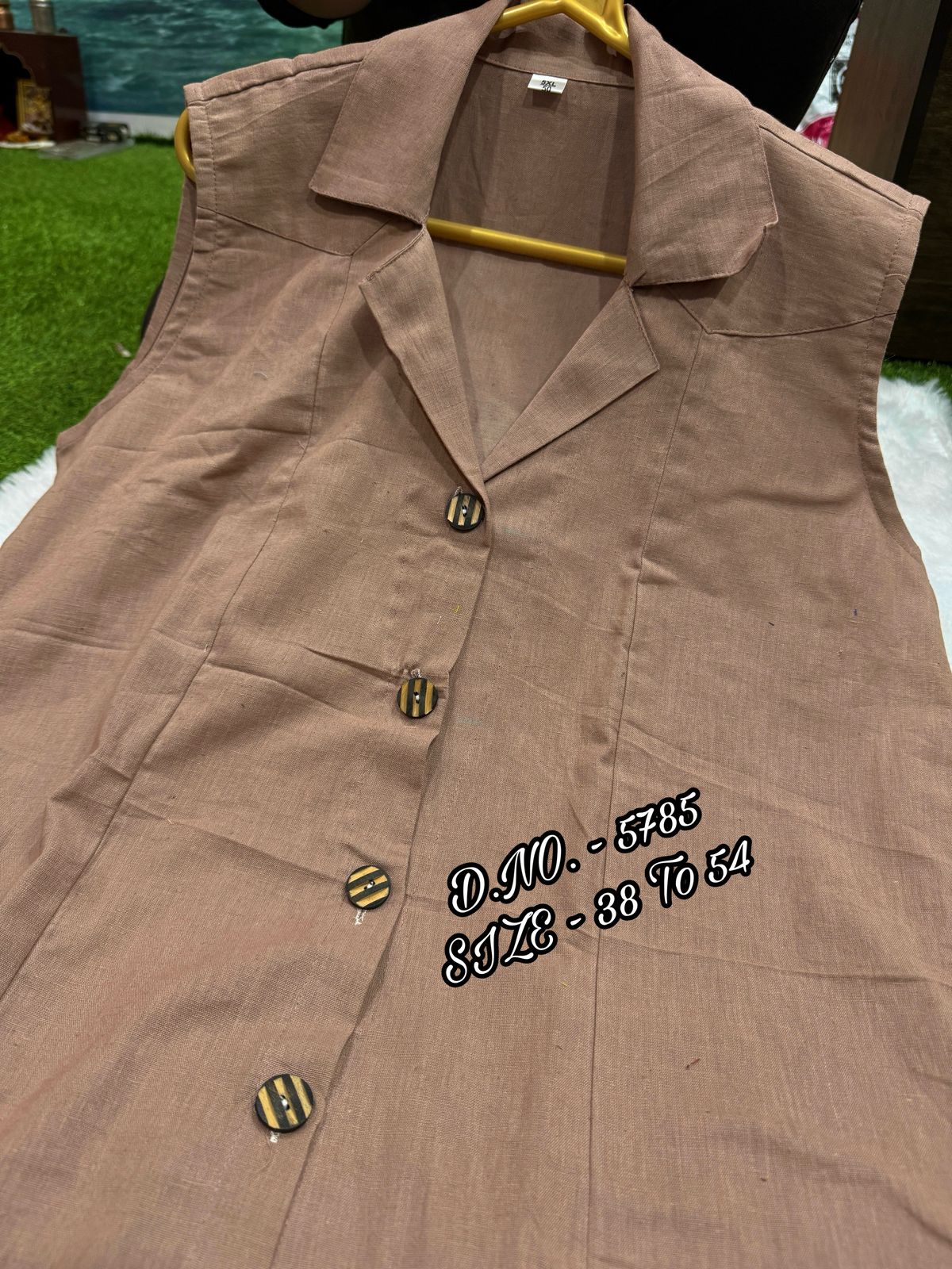 Cotton Slub/Flex (Khadi) Long Kurti with Front Slit & Openable Buttons