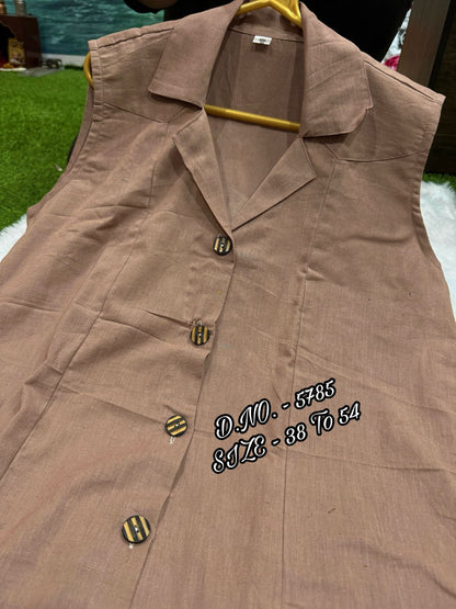 Cotton Slub/Flex (Khadi) Long Kurti with Front Slit & Openable Buttons