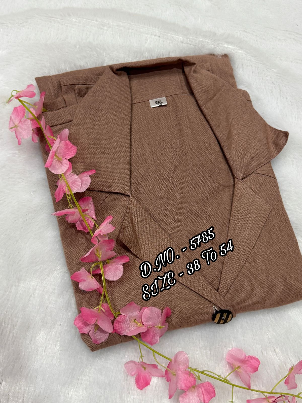 Cotton Slub/Flex (Khadi) Long Kurti with Front Slit & Openable Buttons