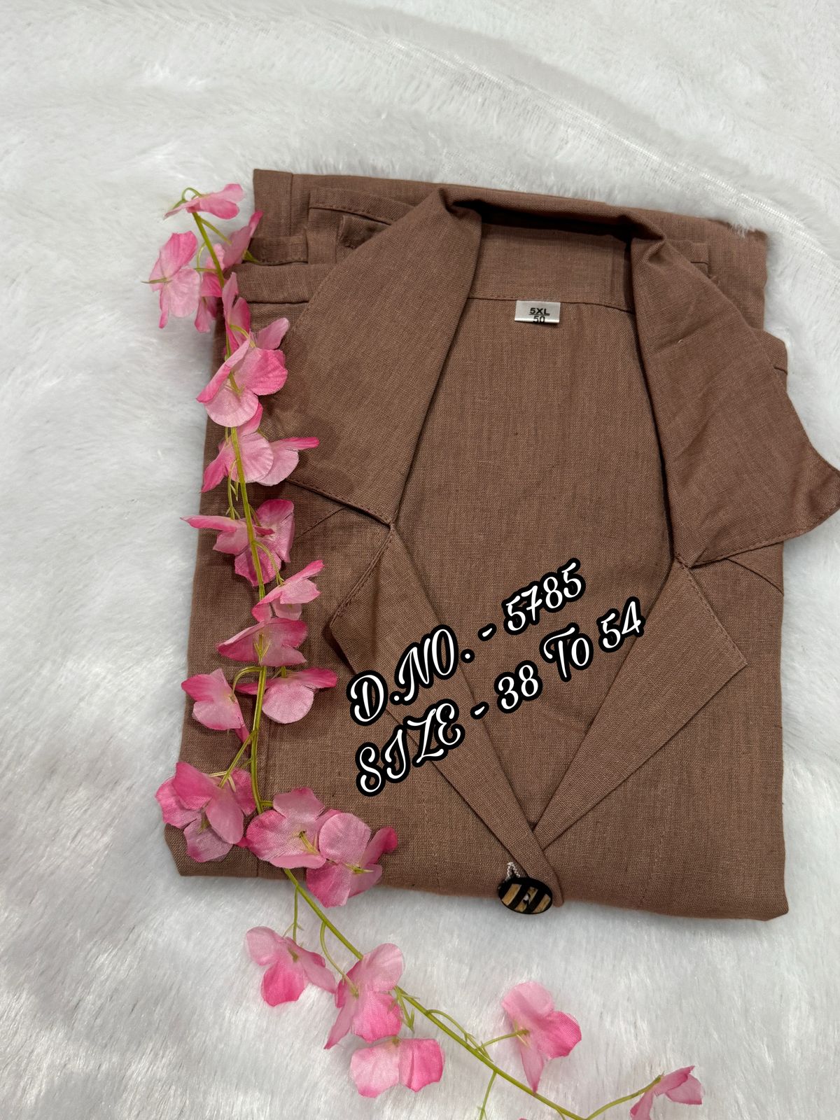 Cotton Slub/Flex (Khadi) Long Kurti with Front Slit & Openable Buttons