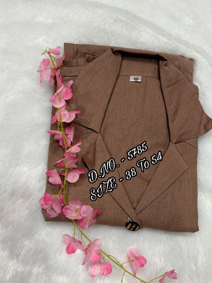 Cotton Slub/Flex (Khadi) Long Kurti with Front Slit & Openable Buttons