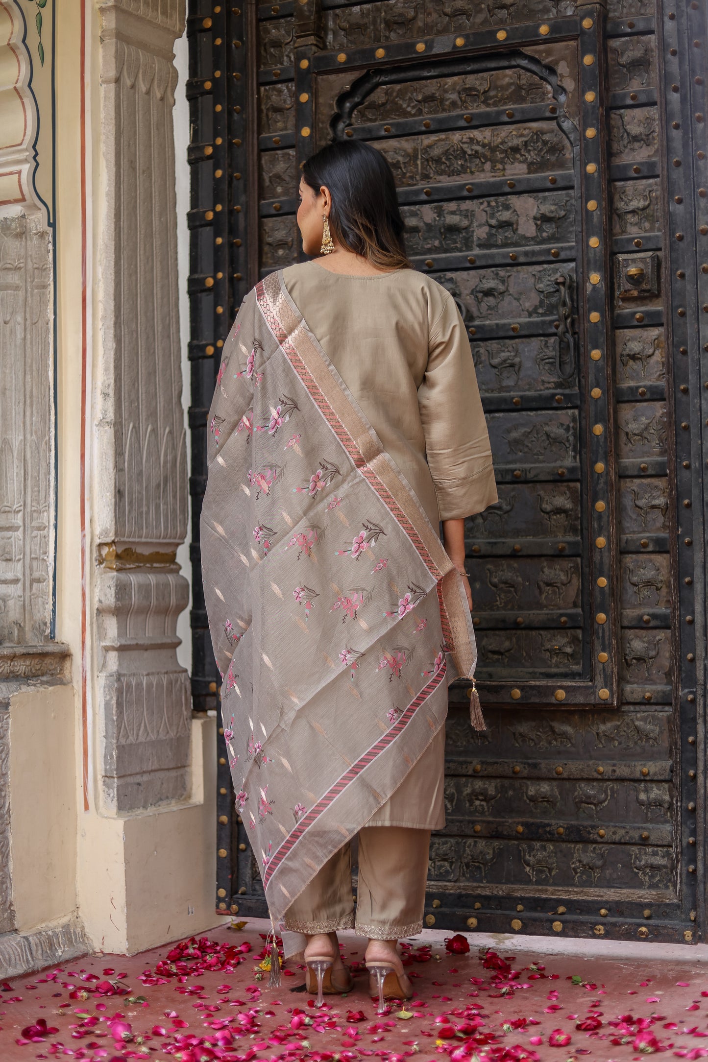 Roman Silk Kurti, Pant & Dupatta Set