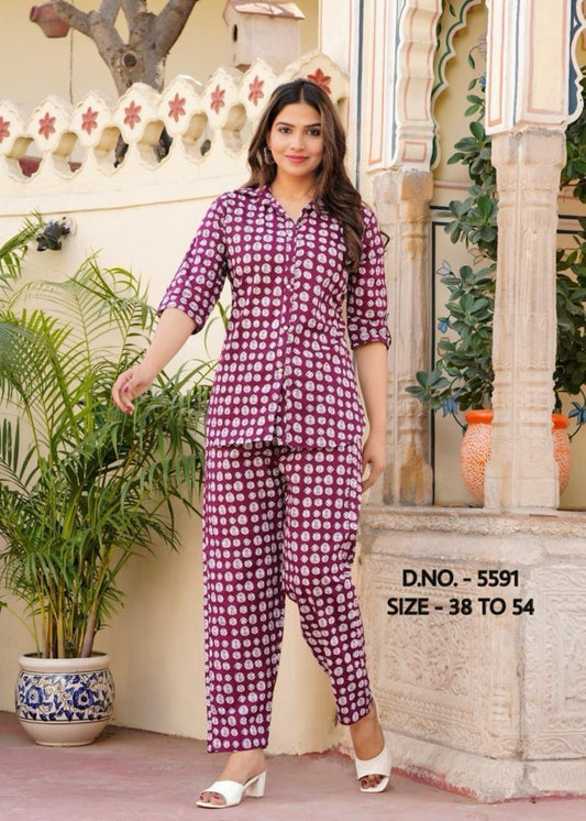 New Beautiful Pure Cotton Fabric Shirt Style Kurta And Pant Set.