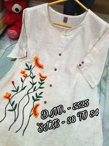 Pure Khaadi Fabric Single Embroidery Kurta.