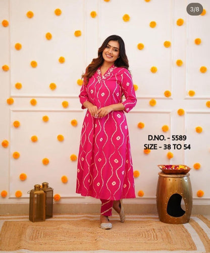 Pure Rayon Fabric Kurta And Pant Set.