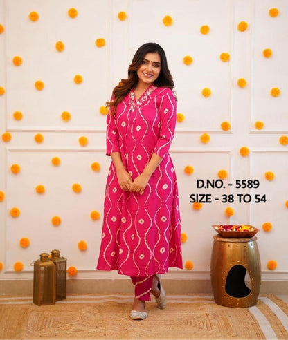 Pure Rayon Fabric Kurta And Pant Set.