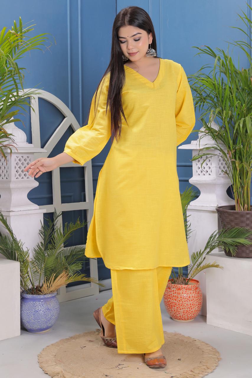 Pure Cotton Flex Fabric Kurta And Pant Set.