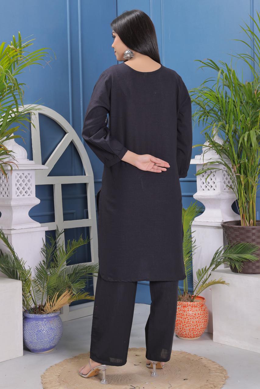 Pure Cotton Slub Fabric Kurta And Pant Set.