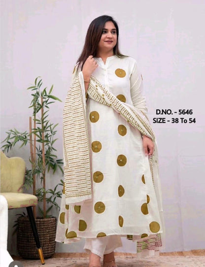 Chic Printed Mulmul Double Layered Kurti Set with Handcrafted Adda Work