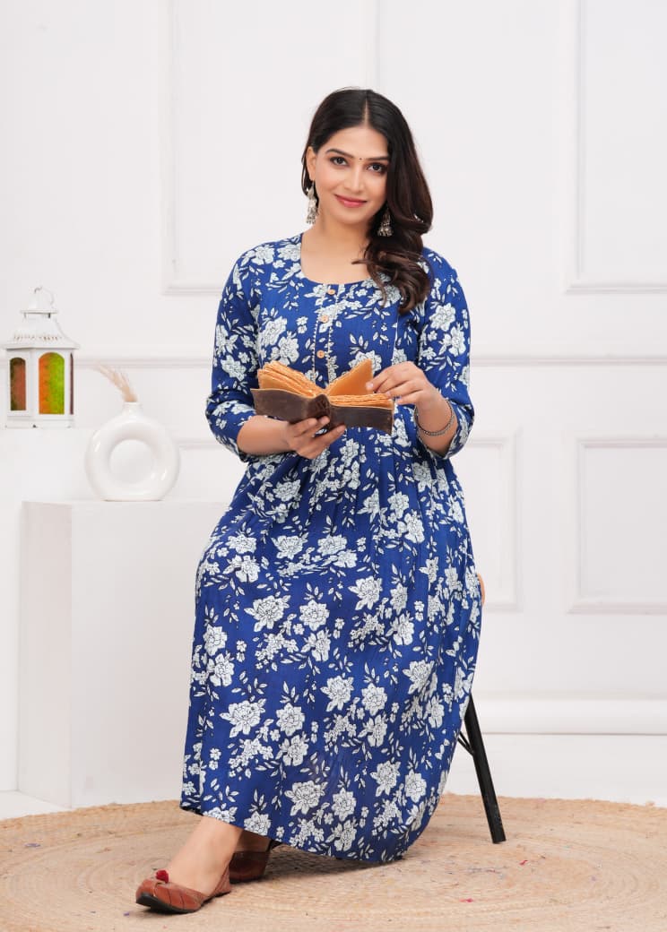 Pure Cotton Fabric Maternity Gown For Women.