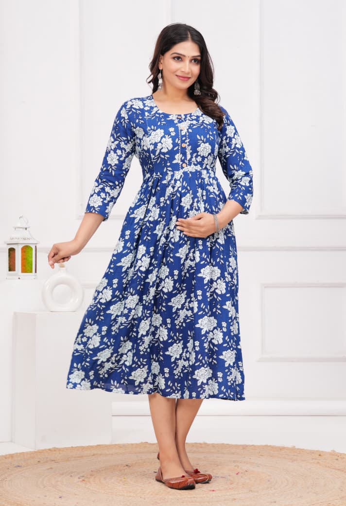 Pure Cotton Fabric Maternity Gown For Women.