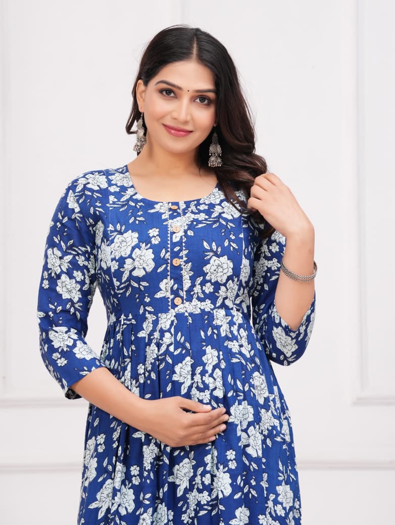 Pure Cotton Fabric Maternity Gown For Women.