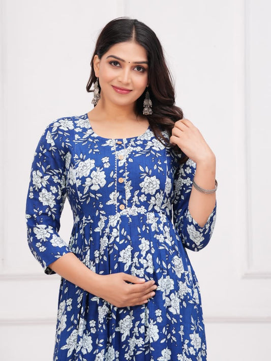 Pure Cotton Fabric Maternity Gown For Women.