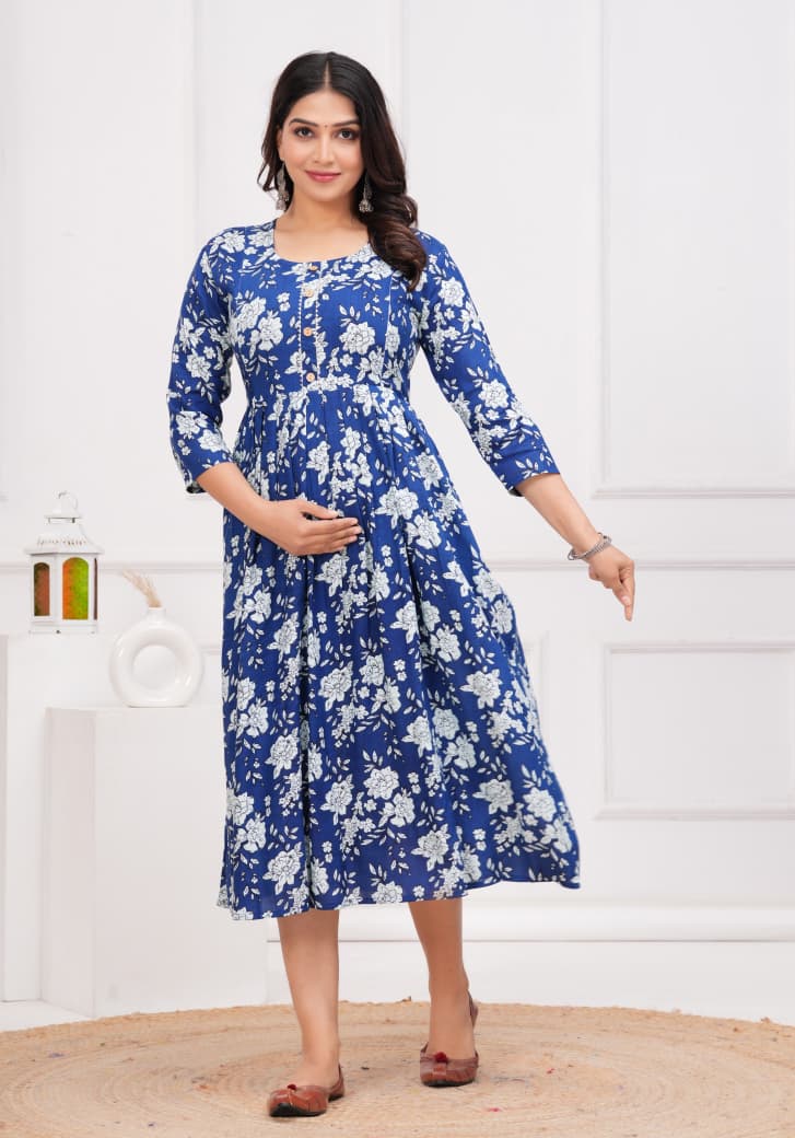 Pure Cotton Fabric Maternity Gown For Women.