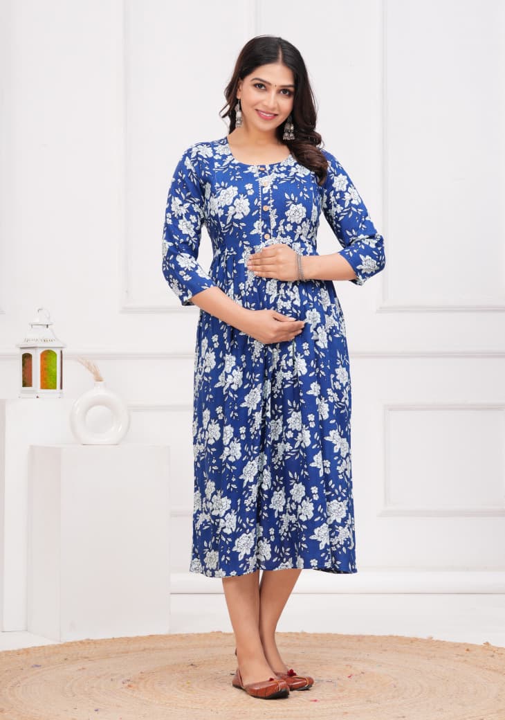 Pure Cotton Fabric Maternity Gown For Women.
