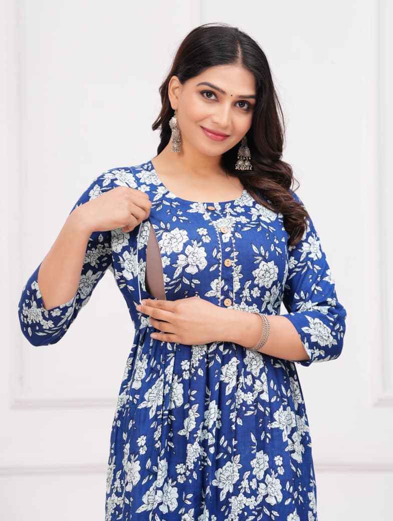 Pure Cotton Fabric Maternity Gown For Women.