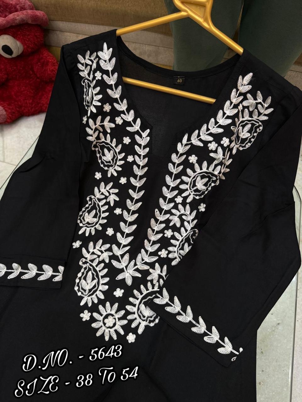 Pure Cotton Cambric Kurti with Hand Aari Embroidery and Afghani Style Pants