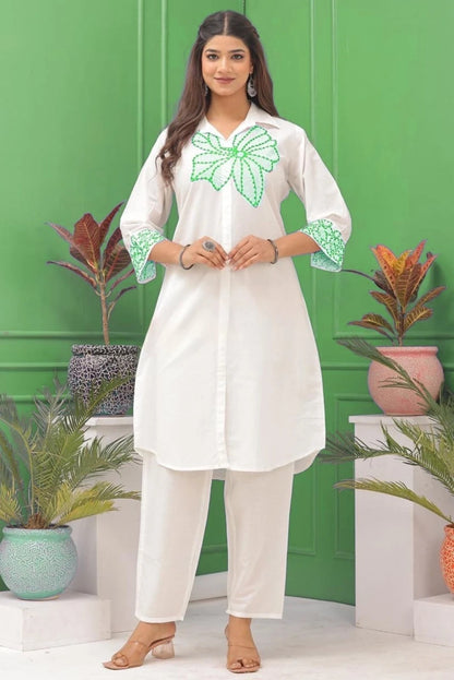 Pure  Cotton Cambric Best Quality Fabric Kurta And Pant Set