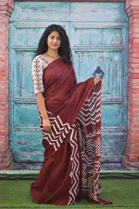 Pure Cotton Mulmul Printed Saree