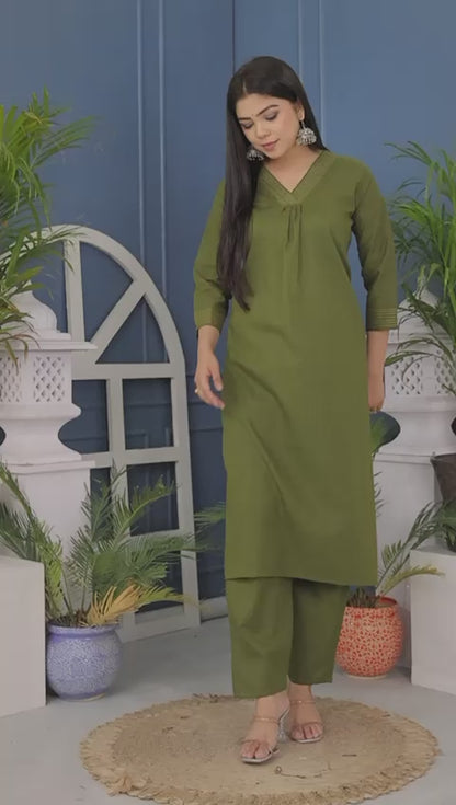 Pure Cotton Flex Kurta And Pant Set.